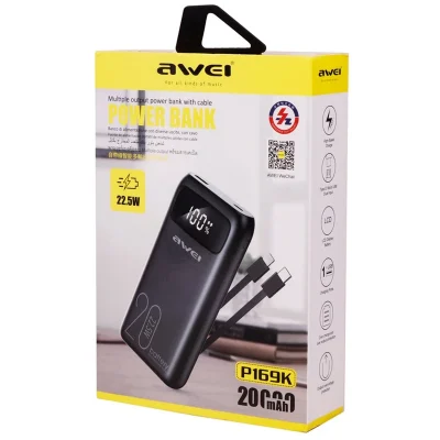 پاوربانک اوی مدل P169K-22.5W ظرفیت 20000 میلی آمپر
