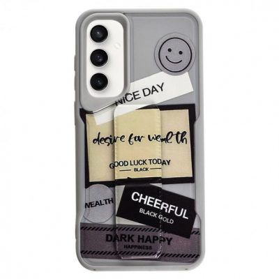 قاب-سامسونگ-چرمی-استندشو-طرحدار-dark-happy-طرح-happiness