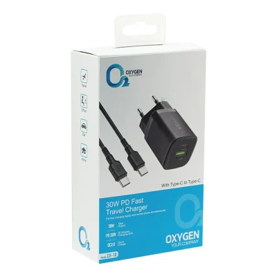 شارژر دیواری 30 وات اکسیژن مدل Oxygen Ch-10 + کابل Type C